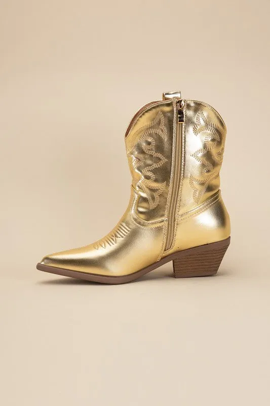 Gold Western Booties