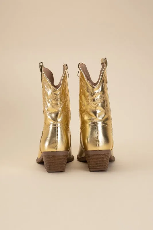 Gold Western Booties
