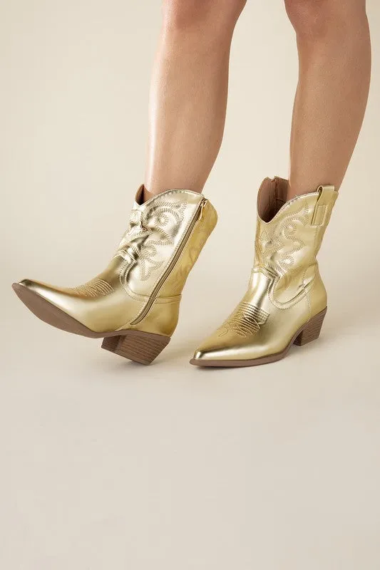 Gold Western Booties