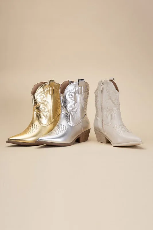 Gold Western Booties
