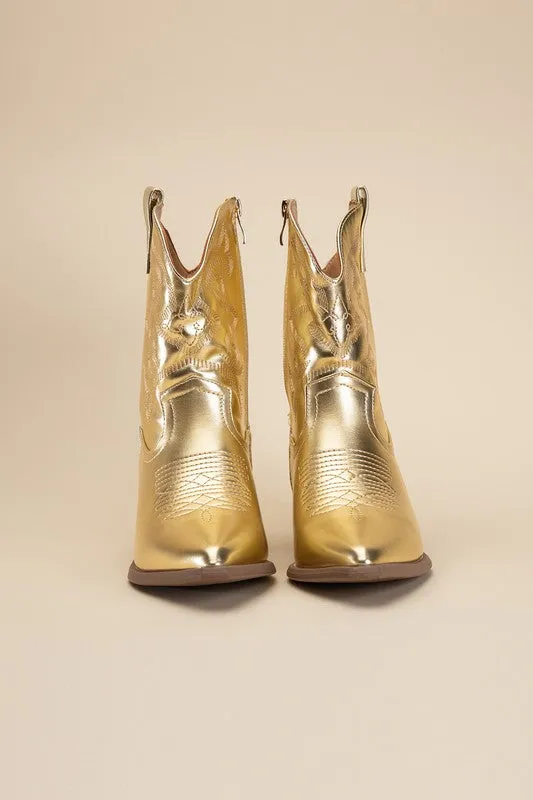 Gold Western Booties