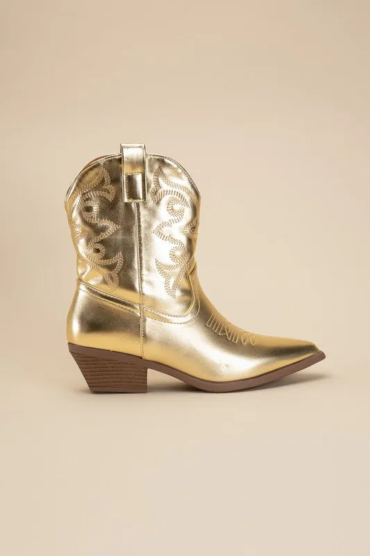 Gold Western Booties