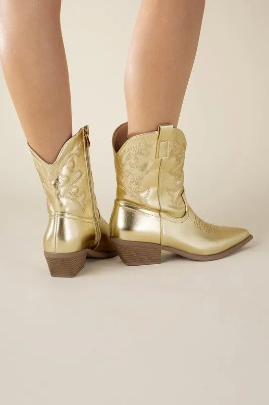 Gold Western Booties