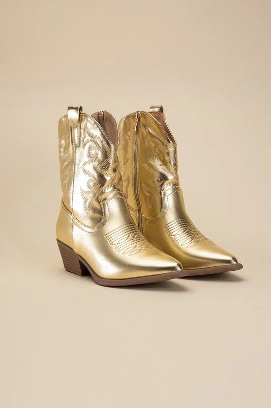 Gold Western Booties