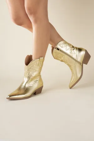 Gold Western Booties