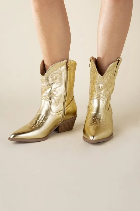 Gold Western Booties