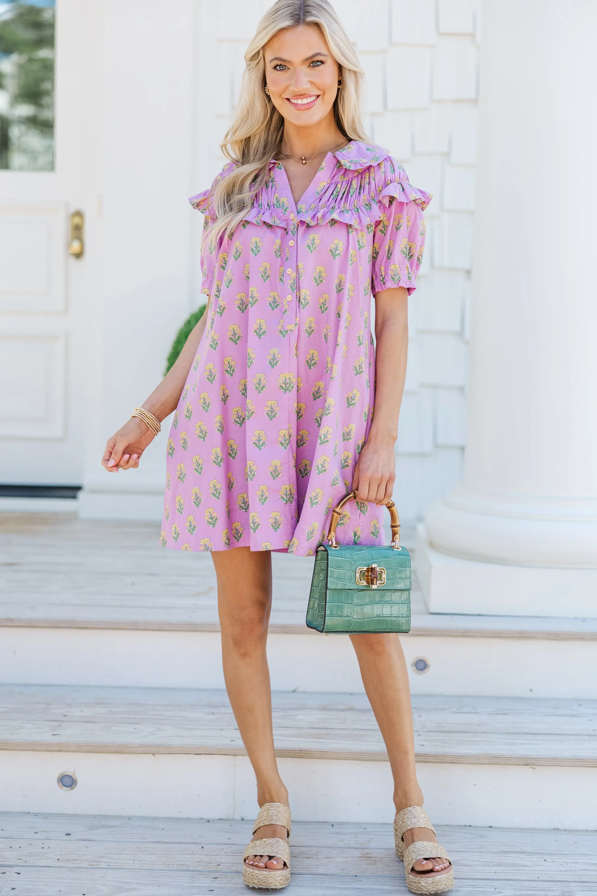 Head Start Pink Medallion Babydoll Dress