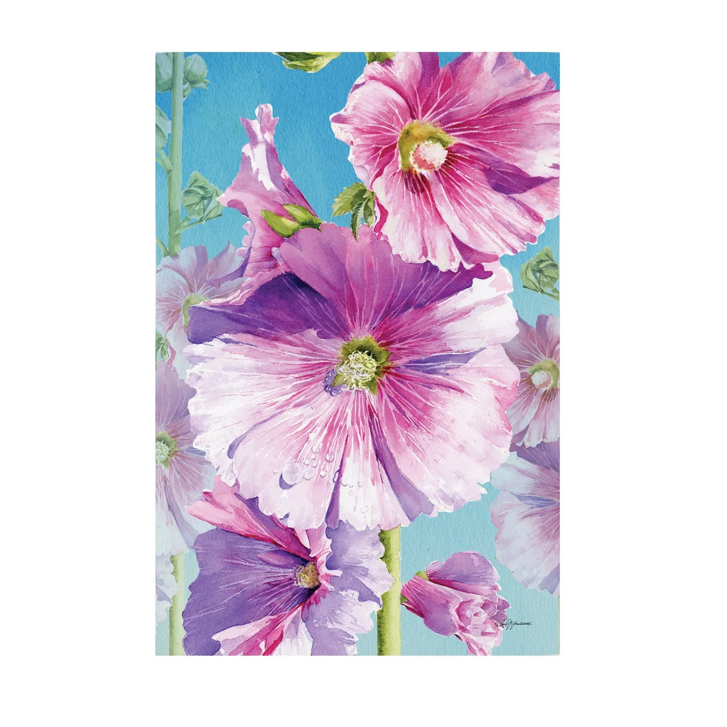 Hollyhocks Garden Suede Flag,14s9698