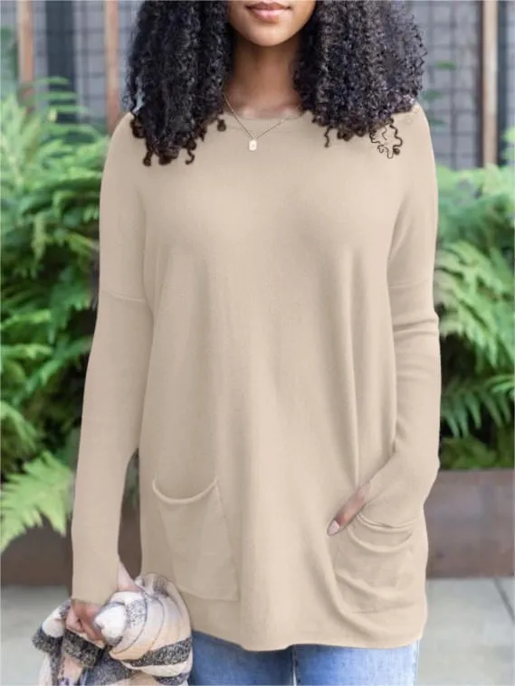 💥HOT SALE 💥Long Sleeve Thumbhole Sweater Pocket Tunic