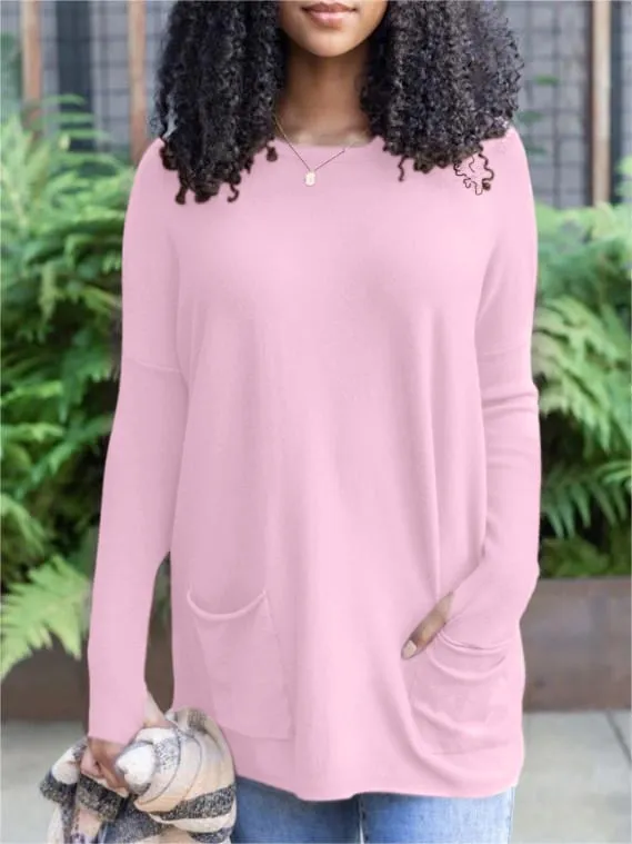 💥HOT SALE 💥Long Sleeve Thumbhole Sweater Pocket Tunic
