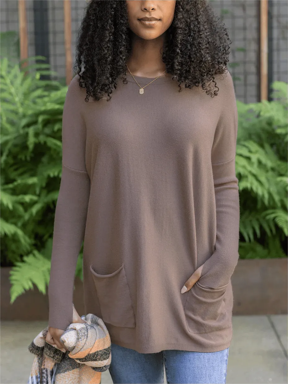 💥HOT SALE 💥Long Sleeve Thumbhole Sweater Pocket Tunic