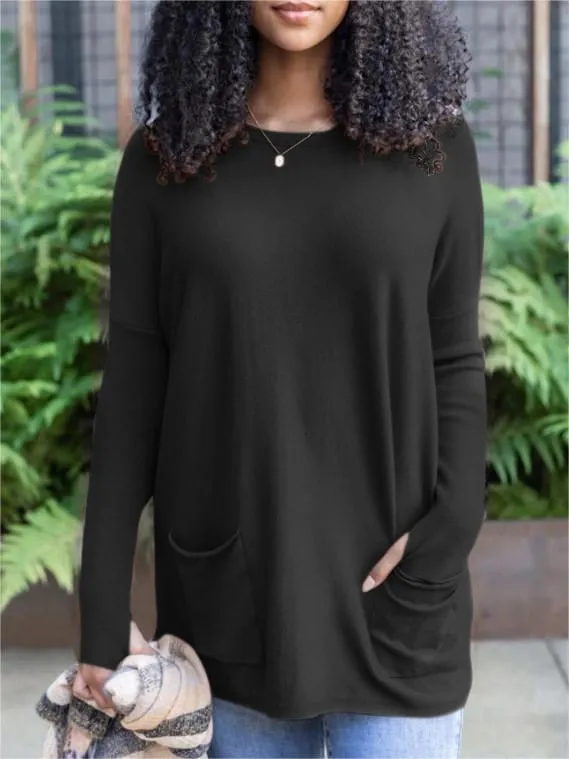 💥HOT SALE 💥Long Sleeve Thumbhole Sweater Pocket Tunic