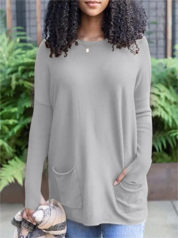 💥HOT SALE 💥Long Sleeve Thumbhole Sweater Pocket Tunic