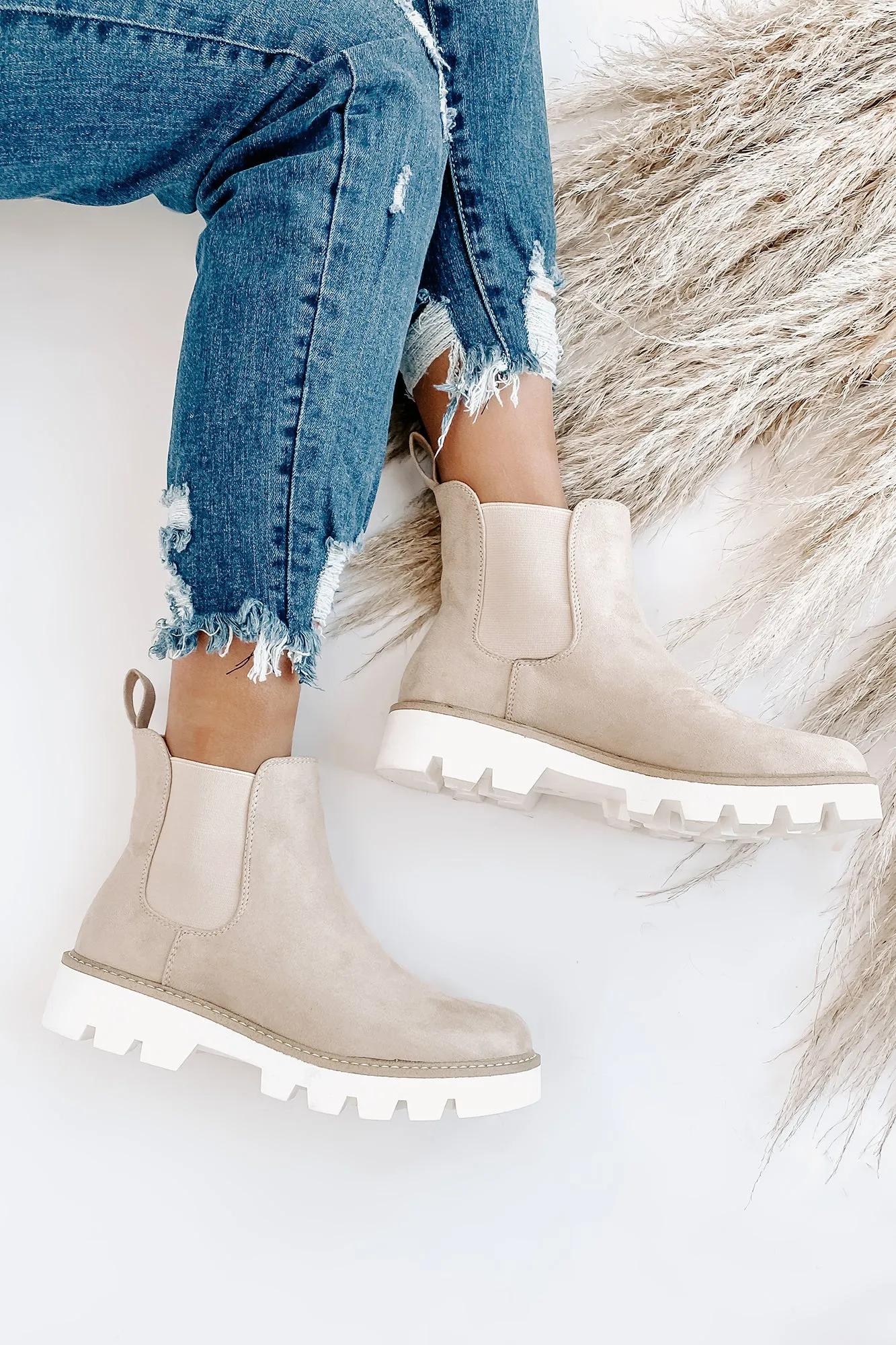 IMPERFECT Jenkins Faux Suede Booties (Cream)