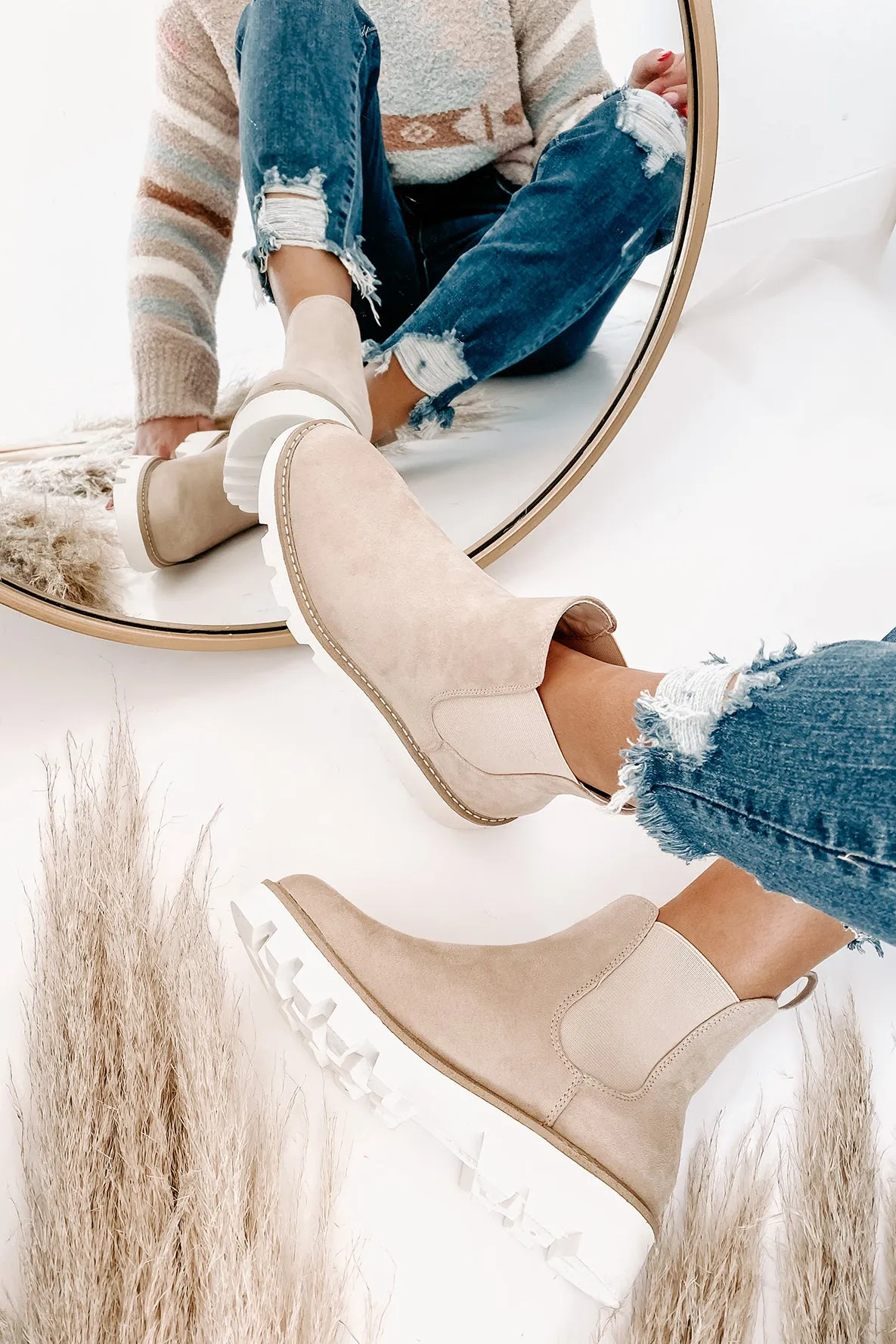 IMPERFECT Jenkins Faux Suede Booties (Cream)