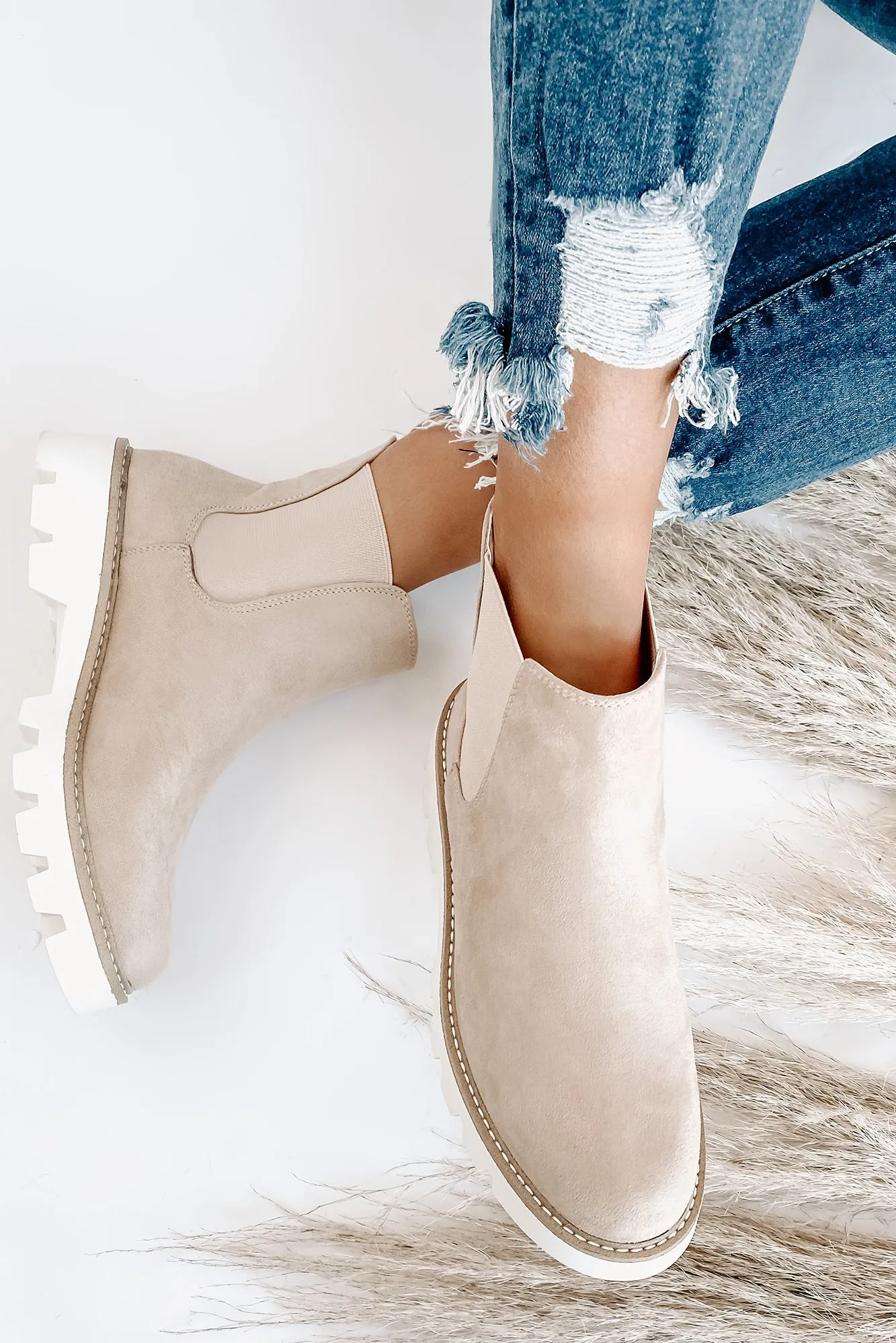 IMPERFECT Jenkins Faux Suede Booties (Cream)