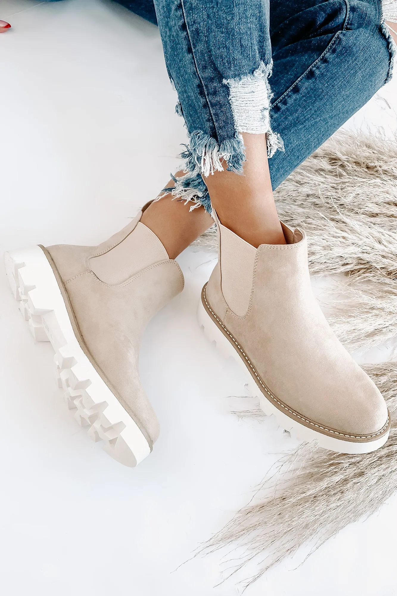 IMPERFECT Jenkins Faux Suede Booties (Cream)
