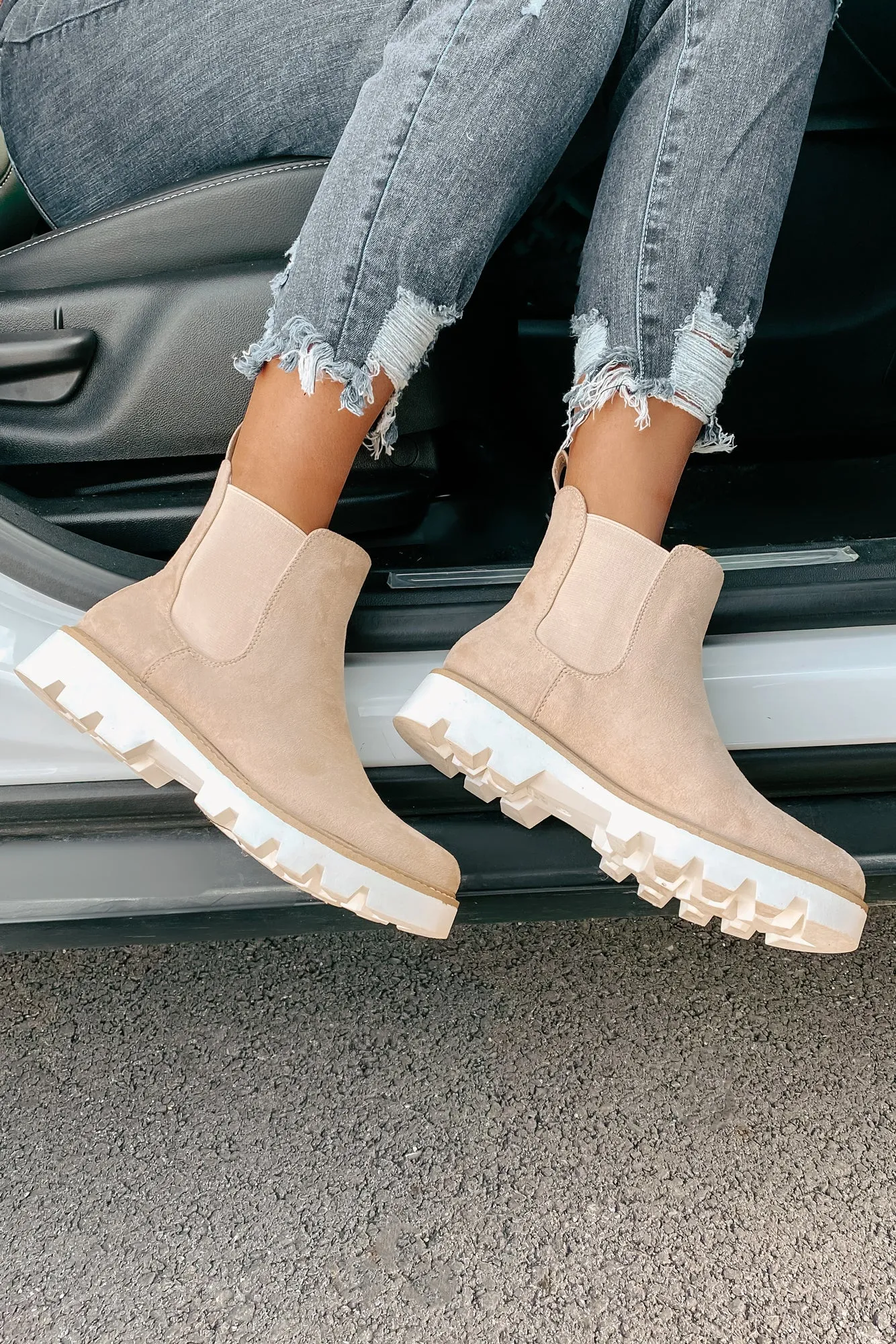 IMPERFECT Jenkins Faux Suede Booties (Cream)