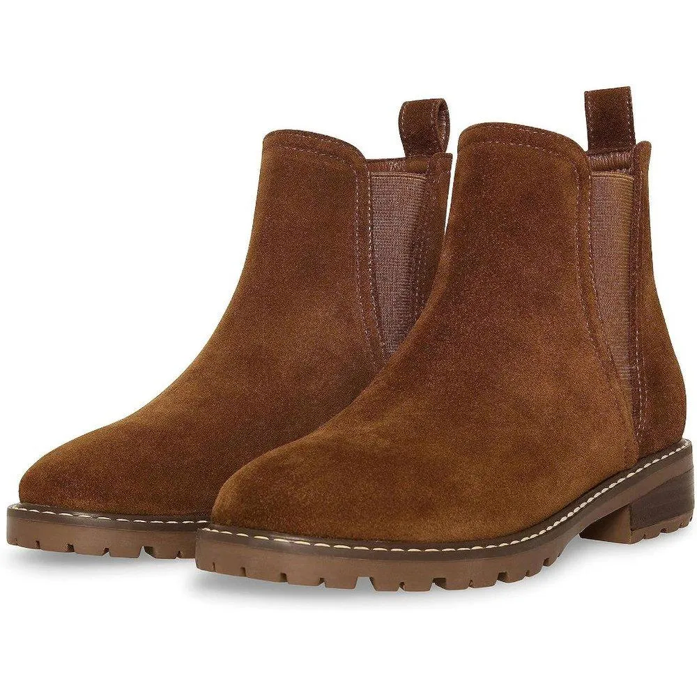 Juliann Chestnut Suede Ankle Booties