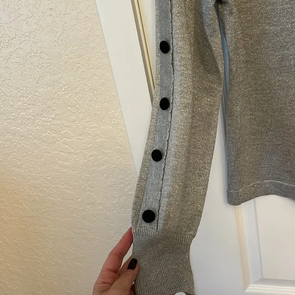 KARL LAGERFELD PARISMetallic Button-SleeveSweater