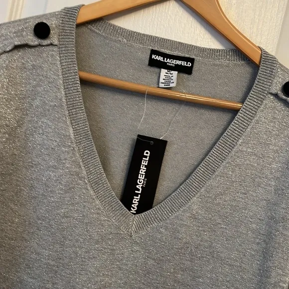 KARL LAGERFELD PARISMetallic Button-SleeveSweater