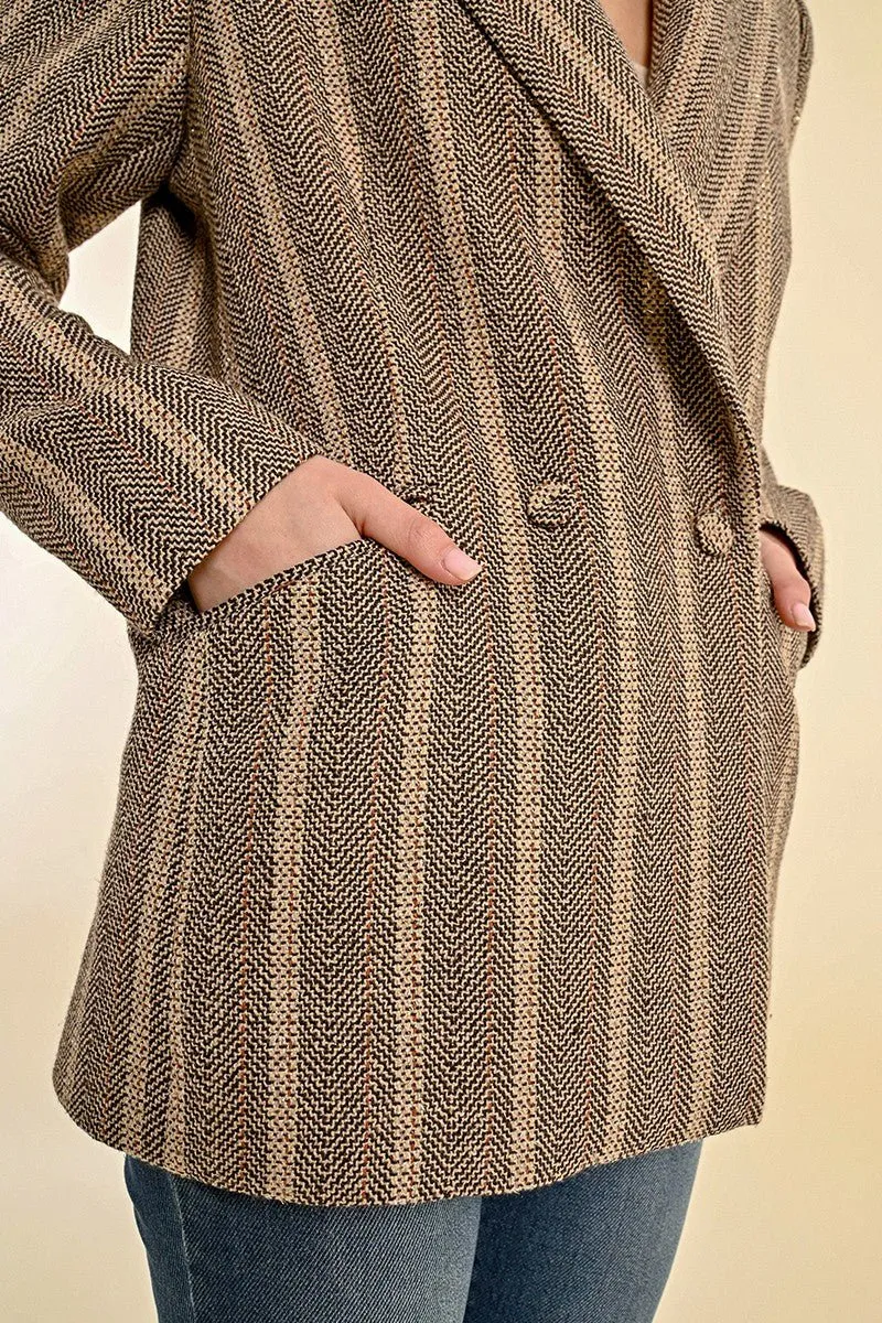 Ladies Woven Striped Blazer