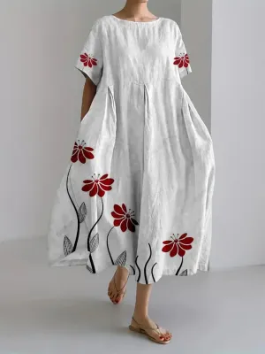 Laurie - Botanical Print Loose Dress