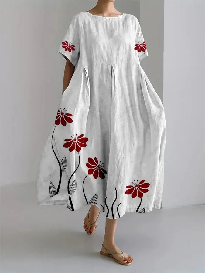 Laurie - Botanical Print Loose Dress