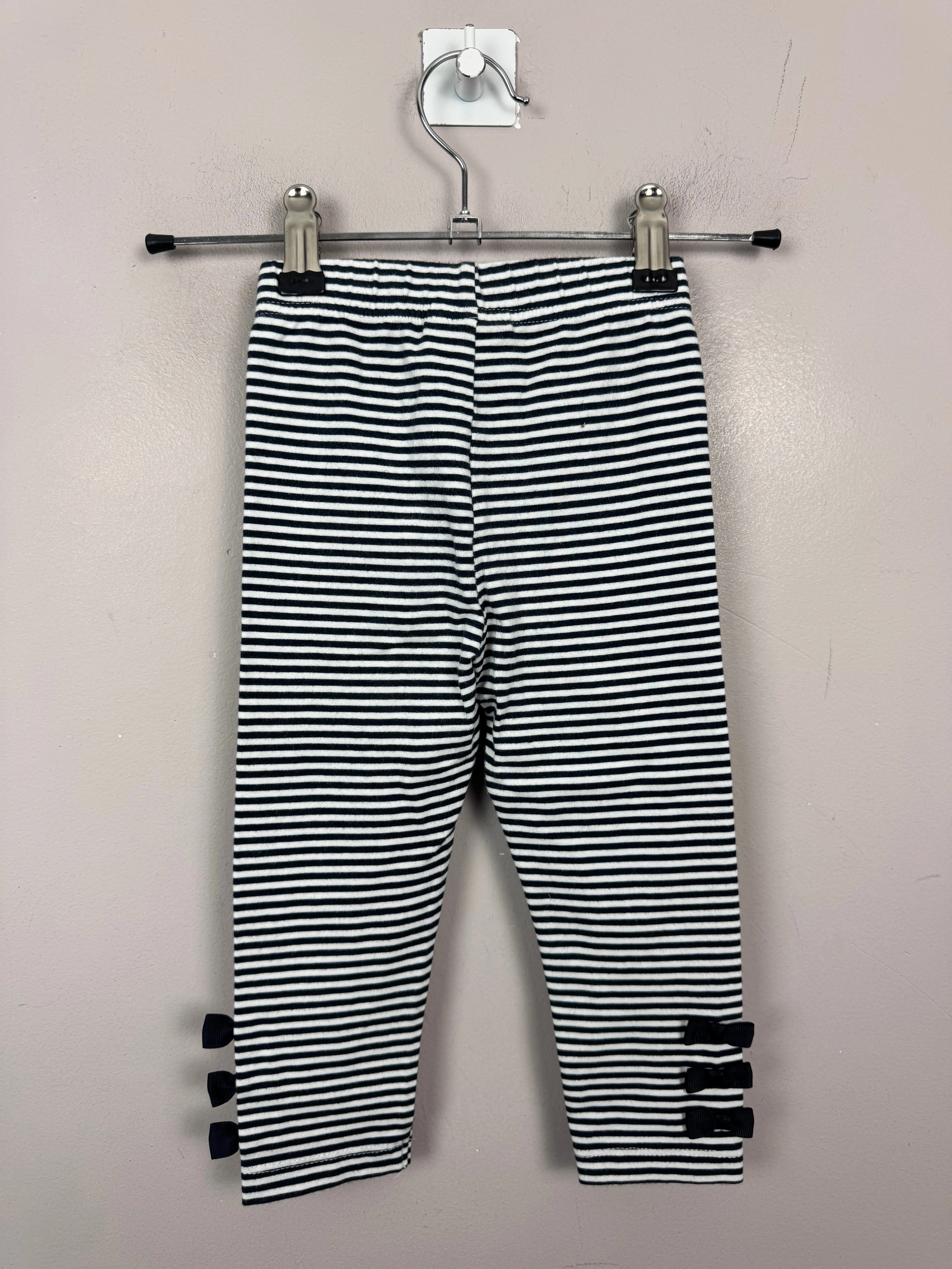 Le Chic Navy Stripe Leggings 2y