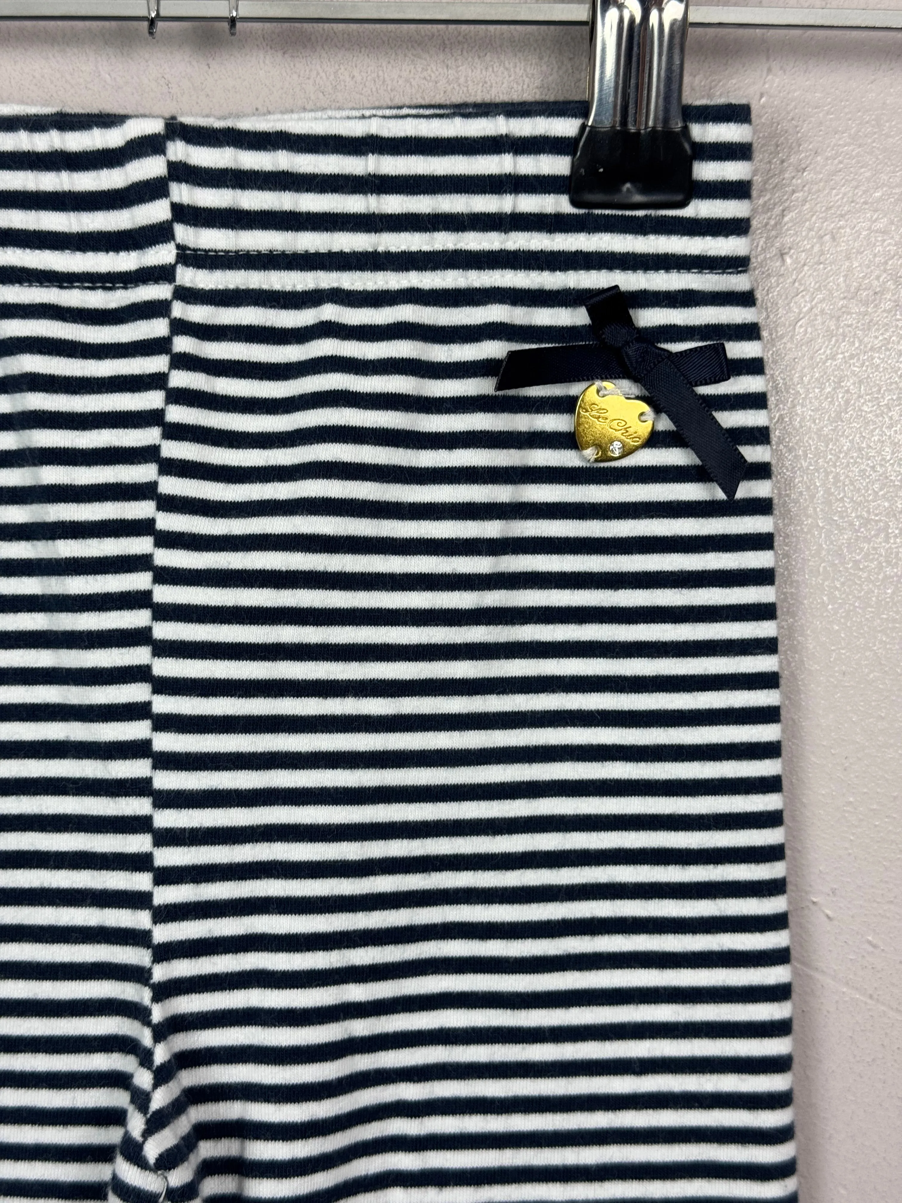 Le Chic Navy Stripe Leggings 2y