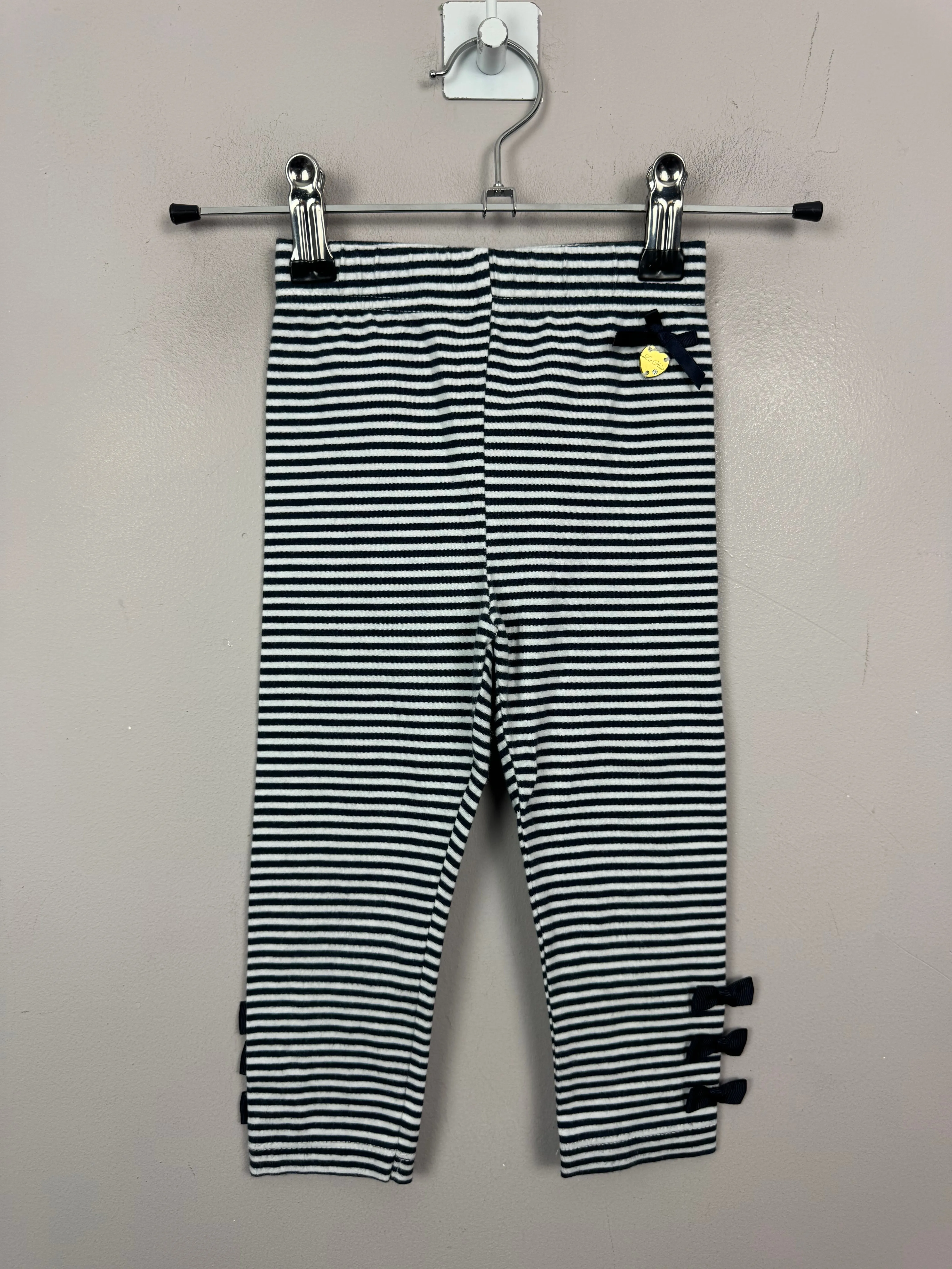 Le Chic Navy Stripe Leggings 2y