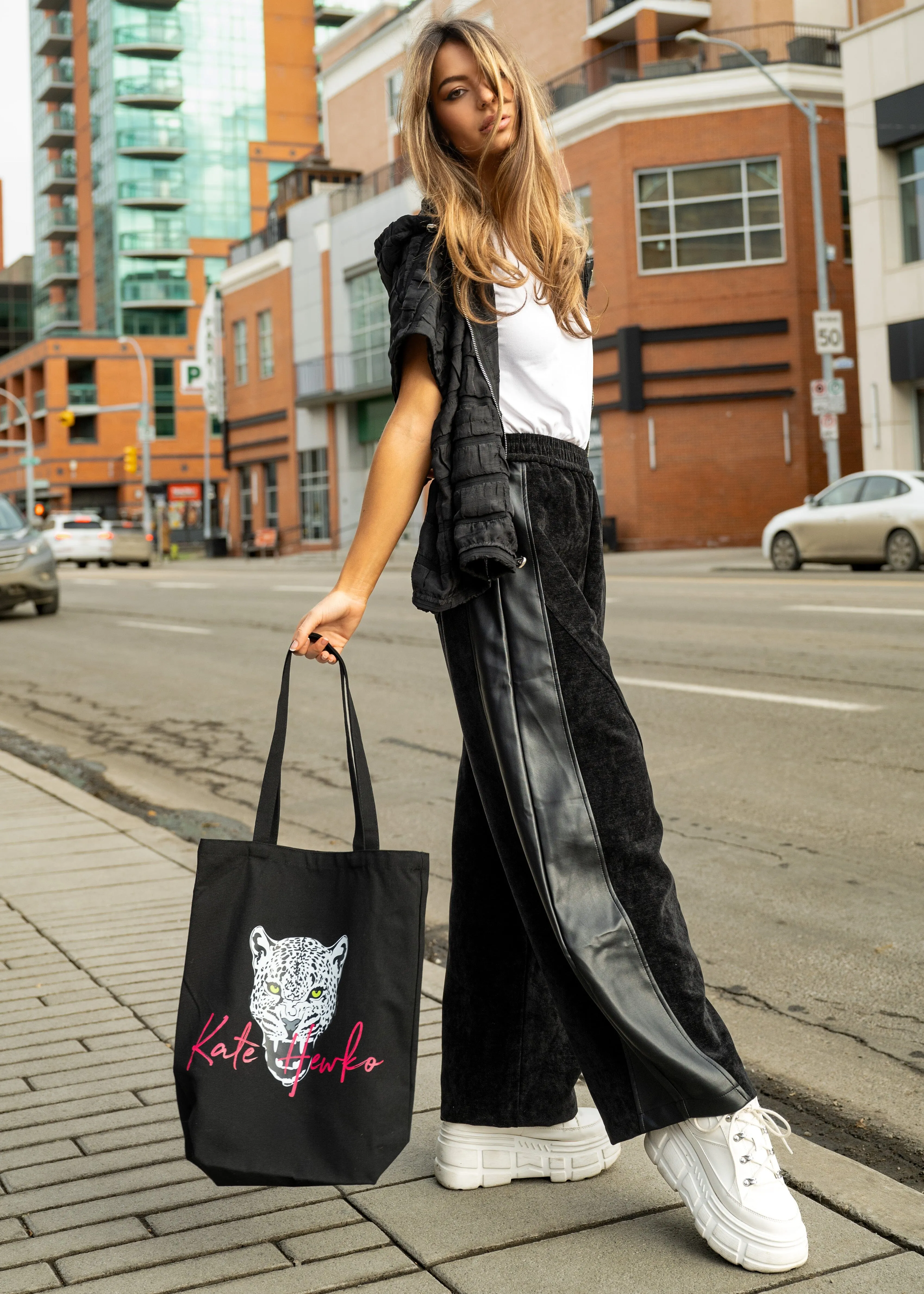 Leather   Velour Contrast Trouser