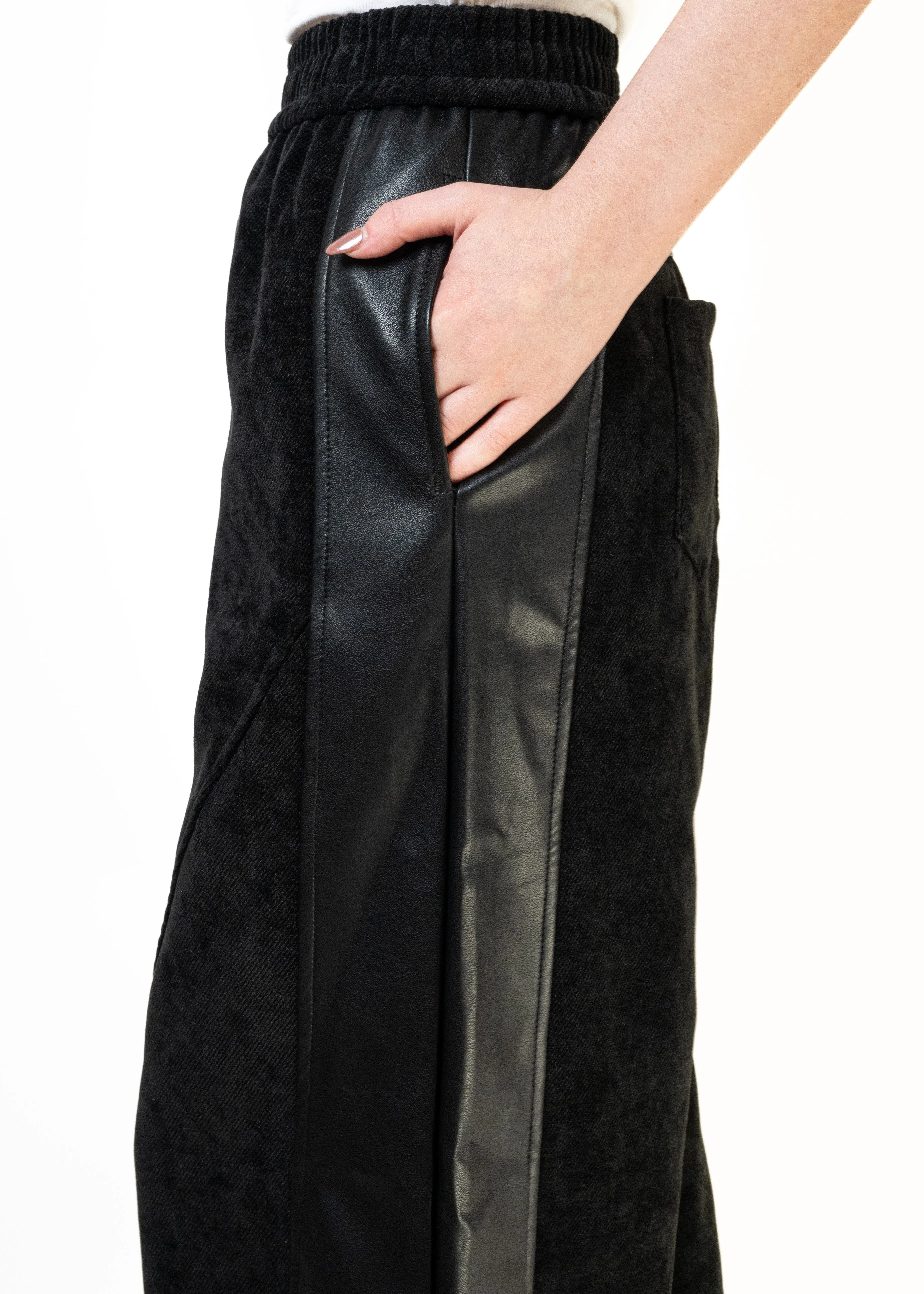 Leather   Velour Contrast Trouser