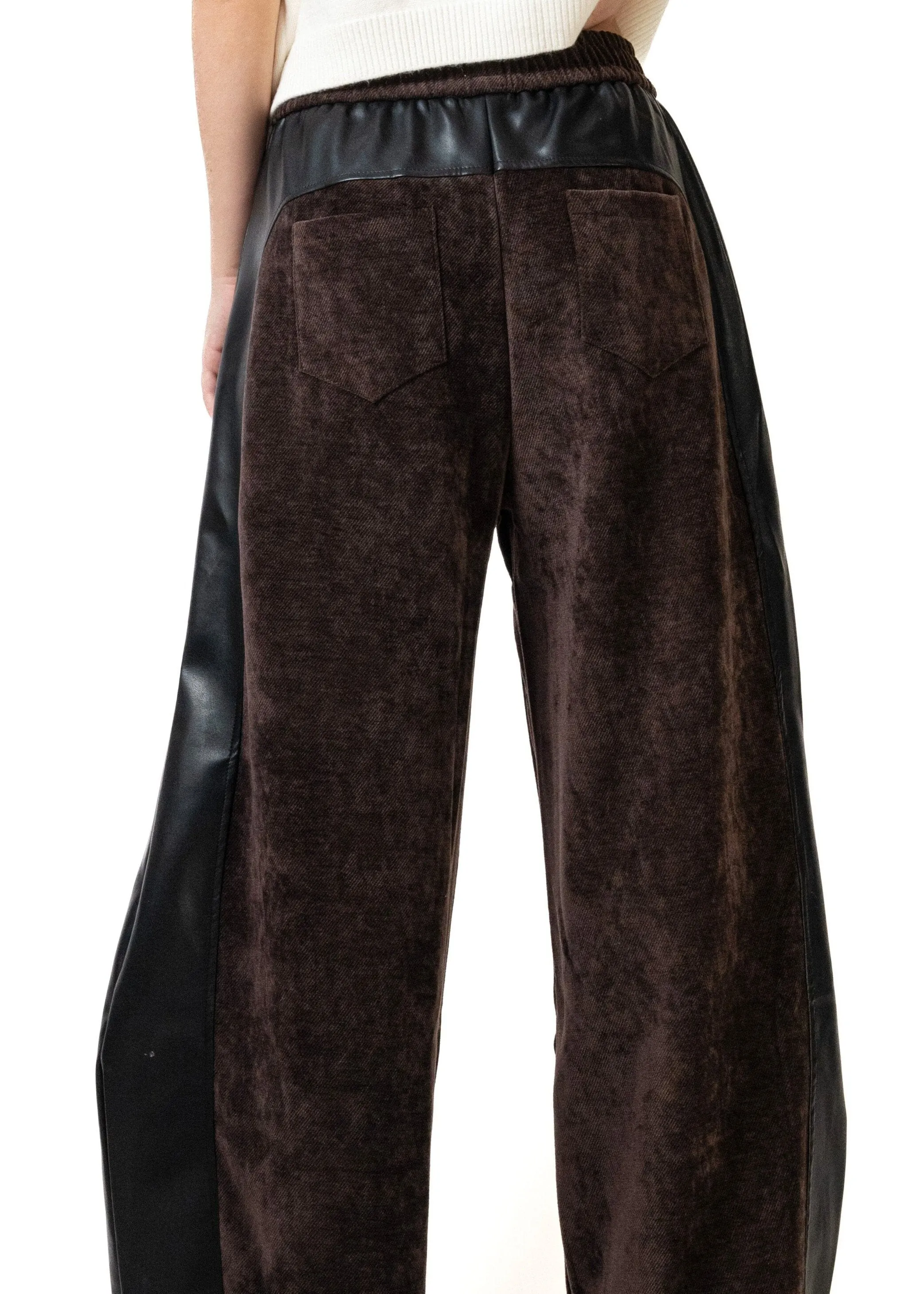 Leather   Velour Contrast Trouser