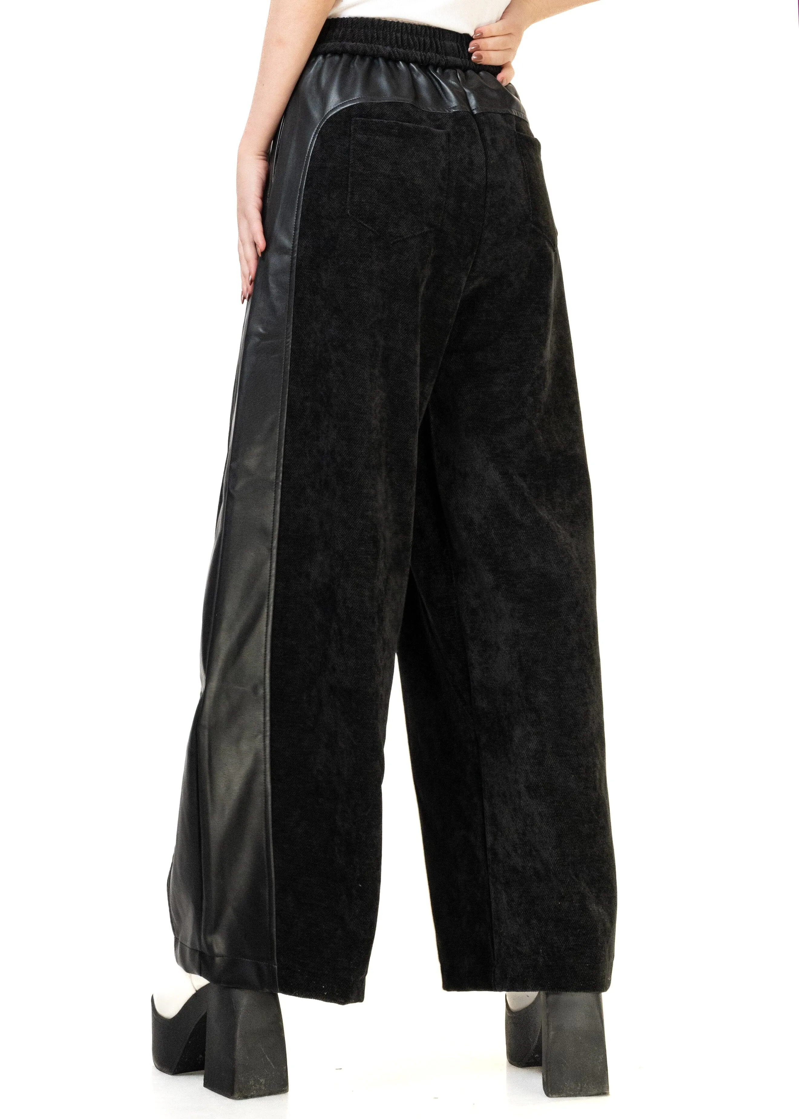Leather   Velour Contrast Trouser
