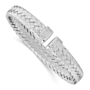 Leslie Sterling Silver C.Z Woven Flexible Cuff