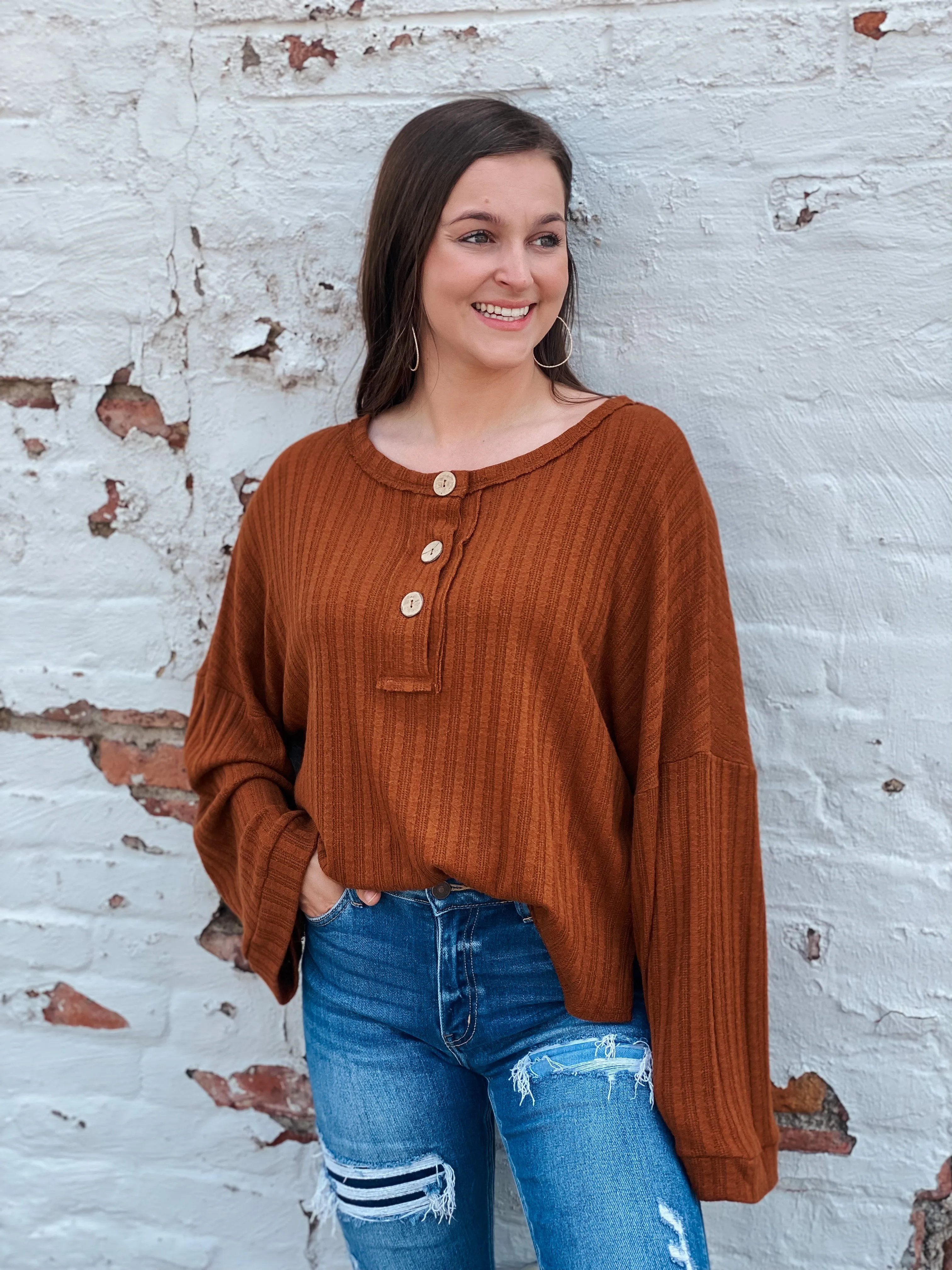 Lexi Brown Long Sleeve Top
