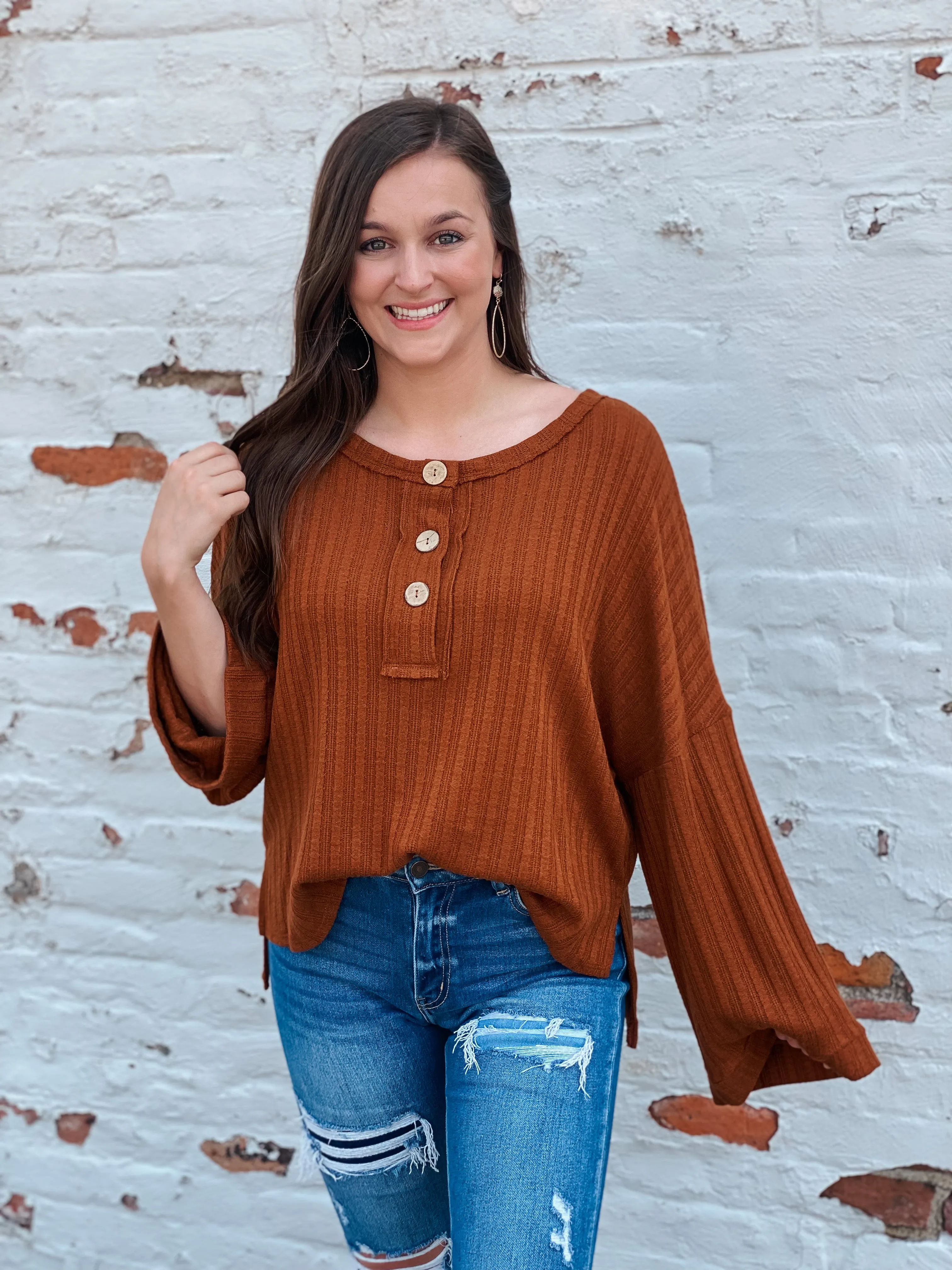 Lexi Brown Long Sleeve Top