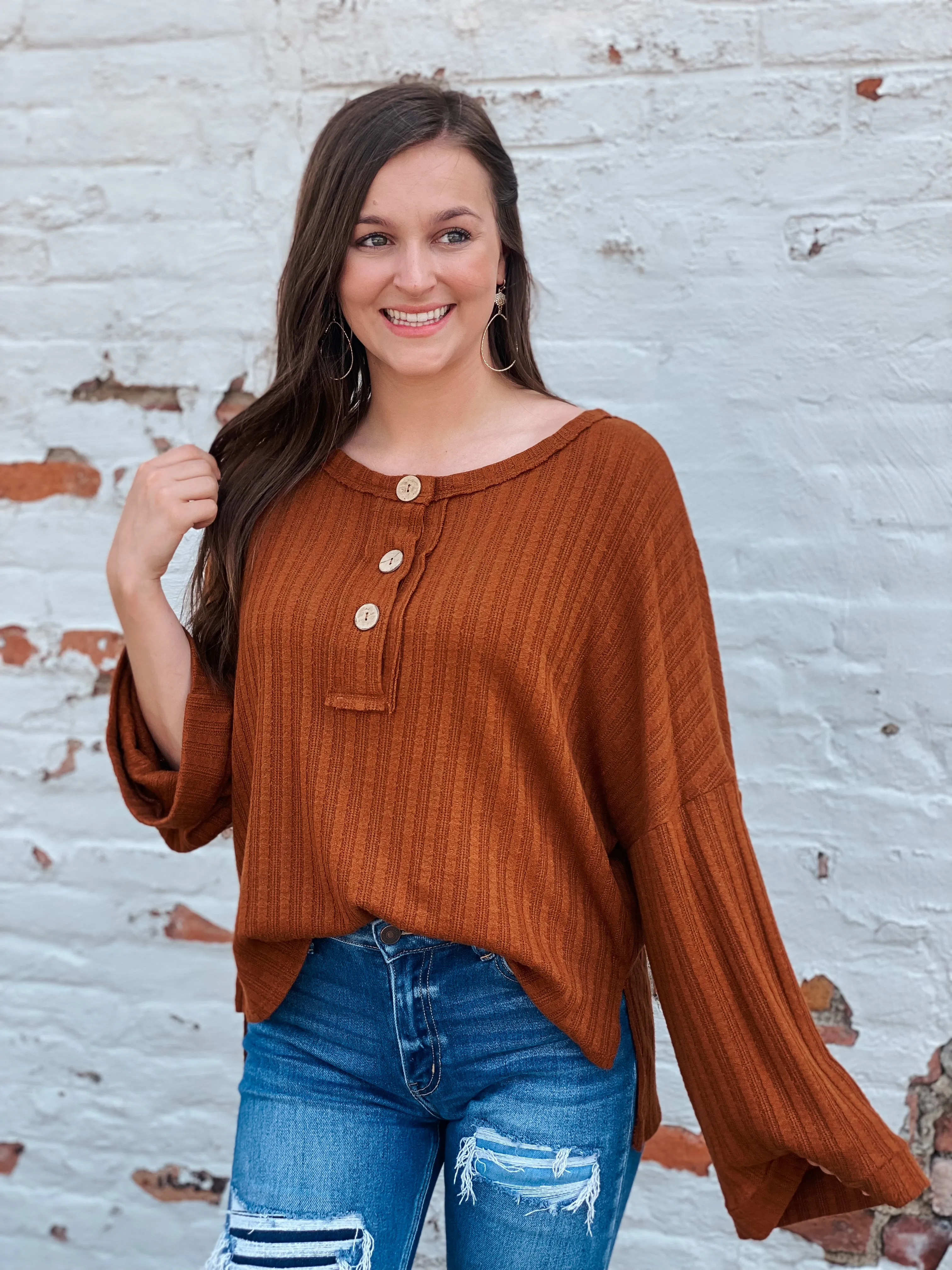 Lexi Brown Long Sleeve Top