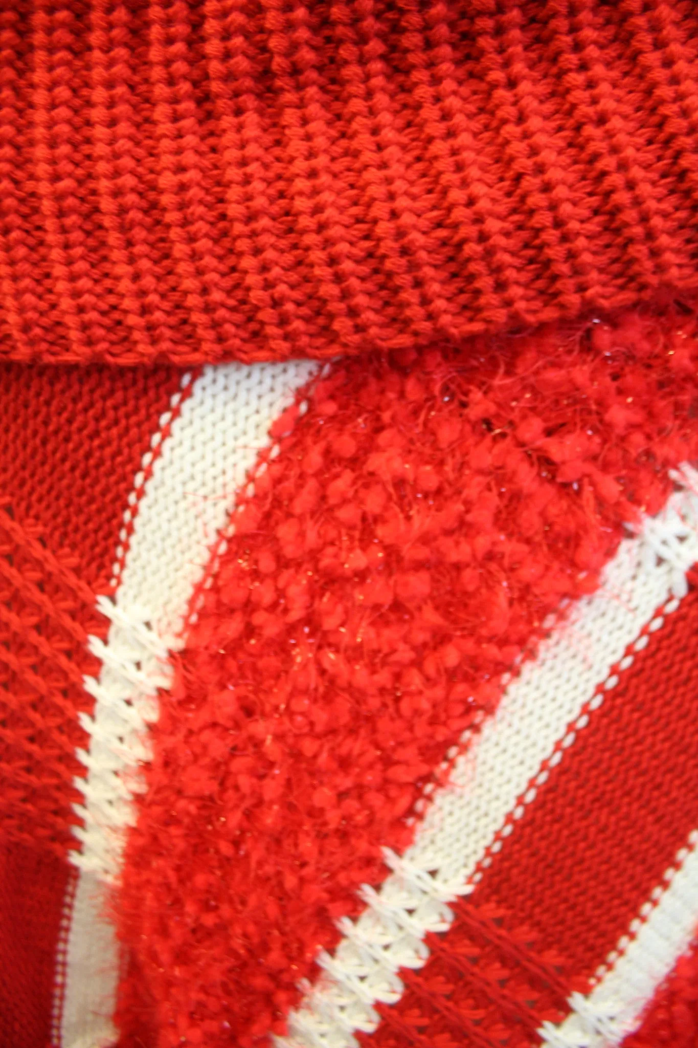 Lily | Crochet Striped Sweater Poncho Red & White