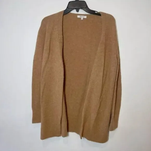Madewell Cozy Alpaca Merino Wool Cardigan Open Front Sweater Tan Knit M J4814