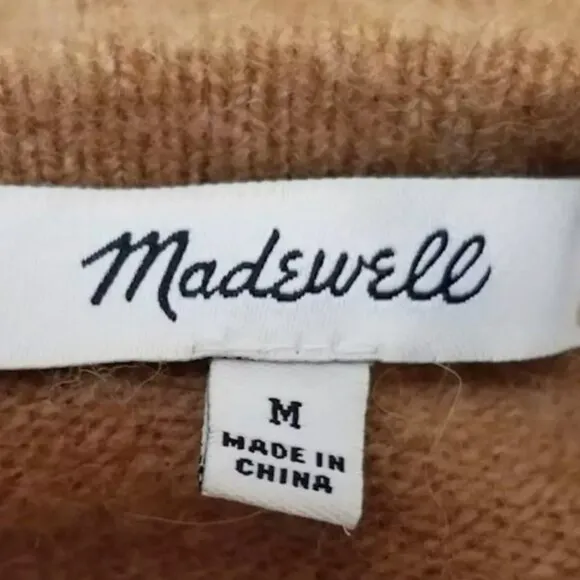 Madewell Cozy Alpaca Merino Wool Cardigan Open Front Sweater Tan Knit M J4814
