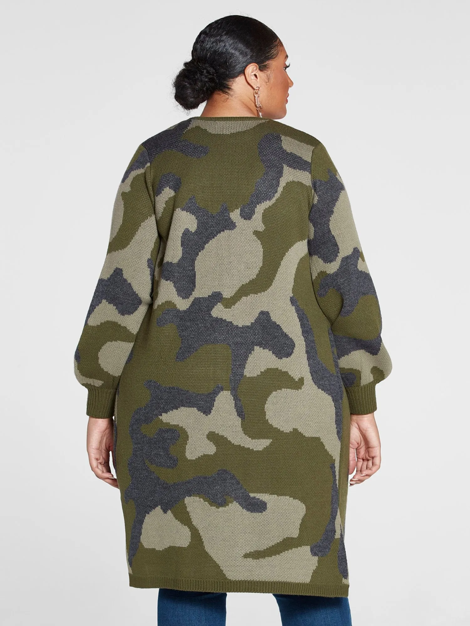 Marguerite Camo Cardigan Sweater