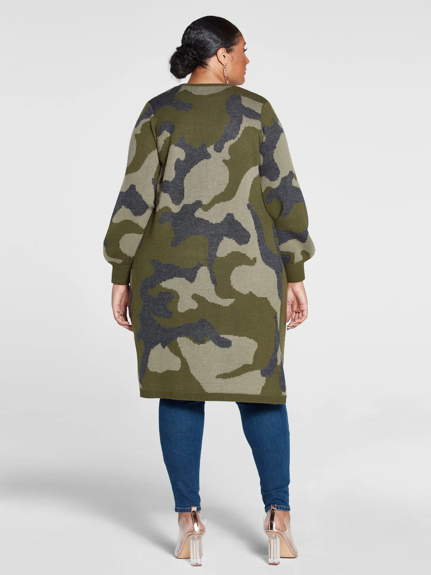 Marguerite Camo Cardigan Sweater
