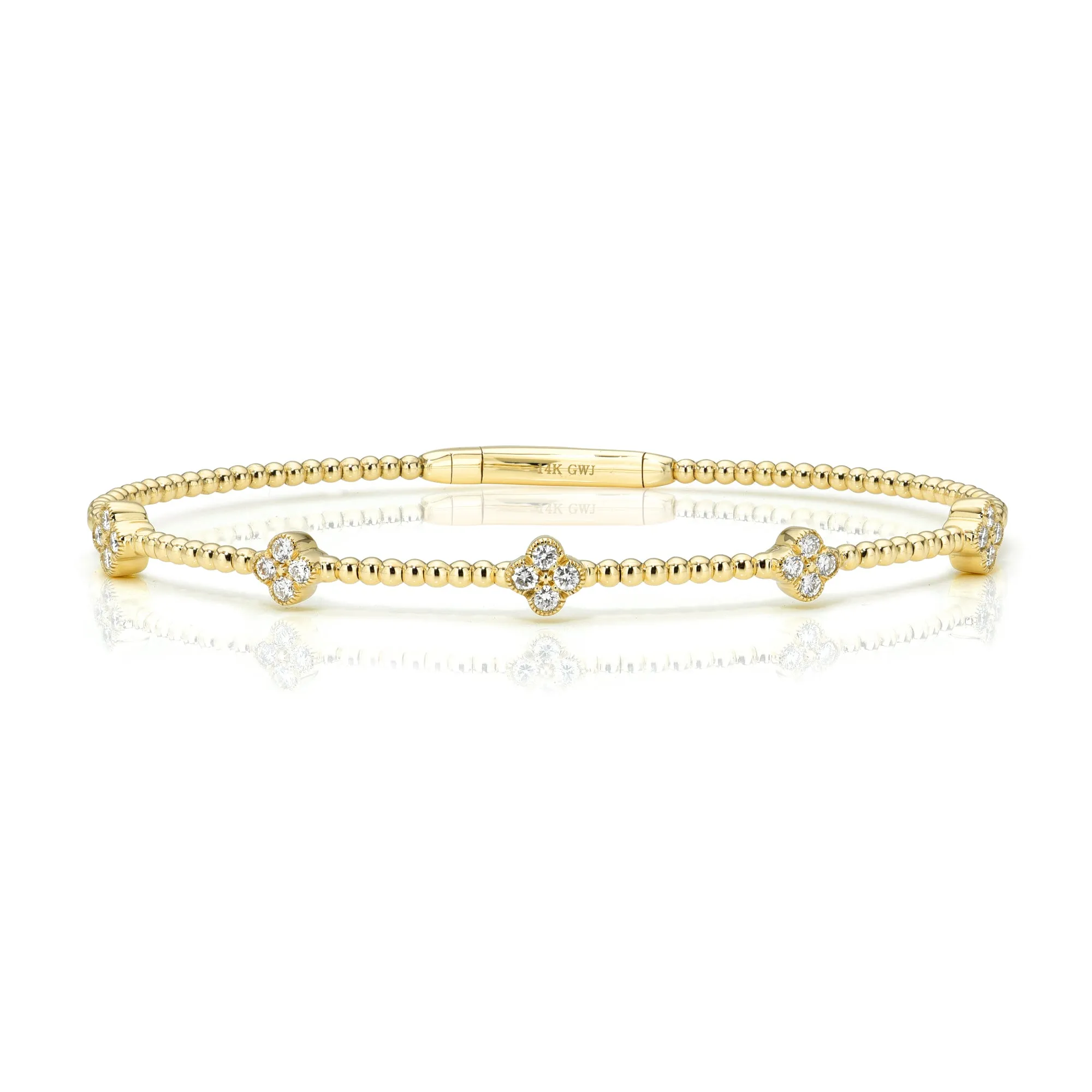 Mini 5 Diamond Four Leaf Clover Flexible Bangle