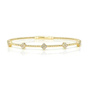 Mini 5 Diamond Four Leaf Clover Flexible Bangle