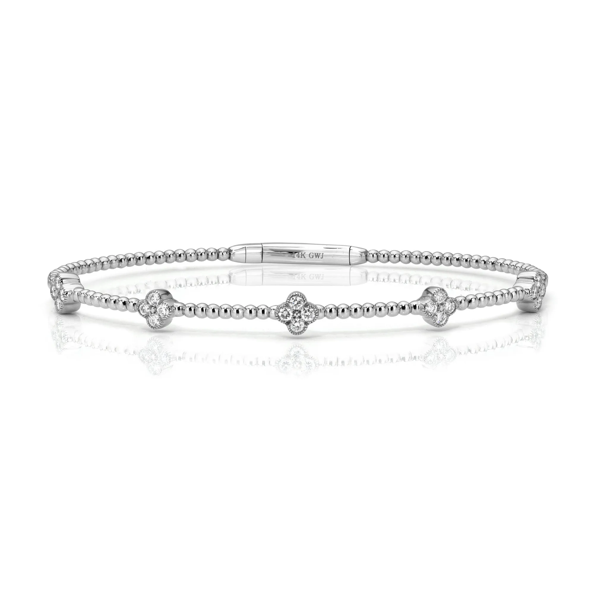 Mini 5 Diamond Four Leaf Clover Flexible Bangle