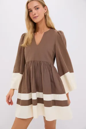 Mocha and Cream Cotton Linen Izzie Dress