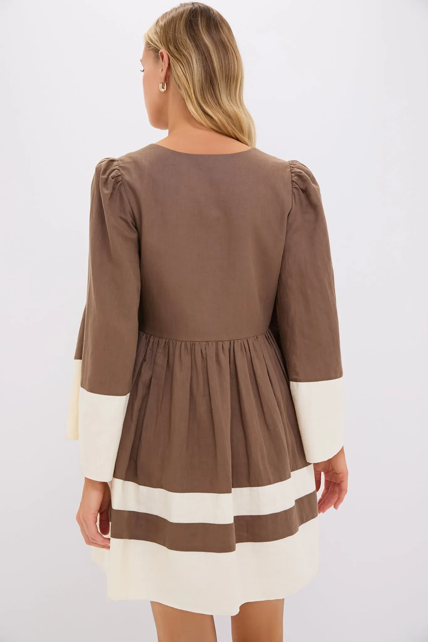Mocha and Cream Cotton Linen Izzie Dress