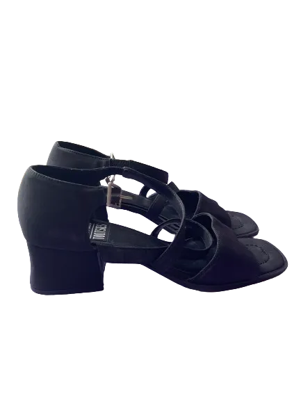 Mootsies Tootsies Black Buffy Chunky Heel Sandals